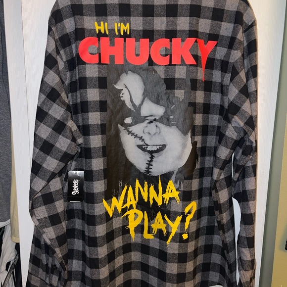 Chucky Wanna Play? Graphic Plaid Shirt XL - Picture 1 of 4